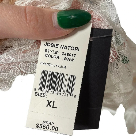 Josie Natori Chantilly Bordered Lace Chemise Lingerie White Size XL - Picture 12 of 12